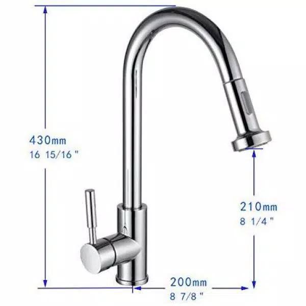 Vanity Art Single-Handle Pull-Down Kitchen Faucet, Chrome Finish, Brass Construction