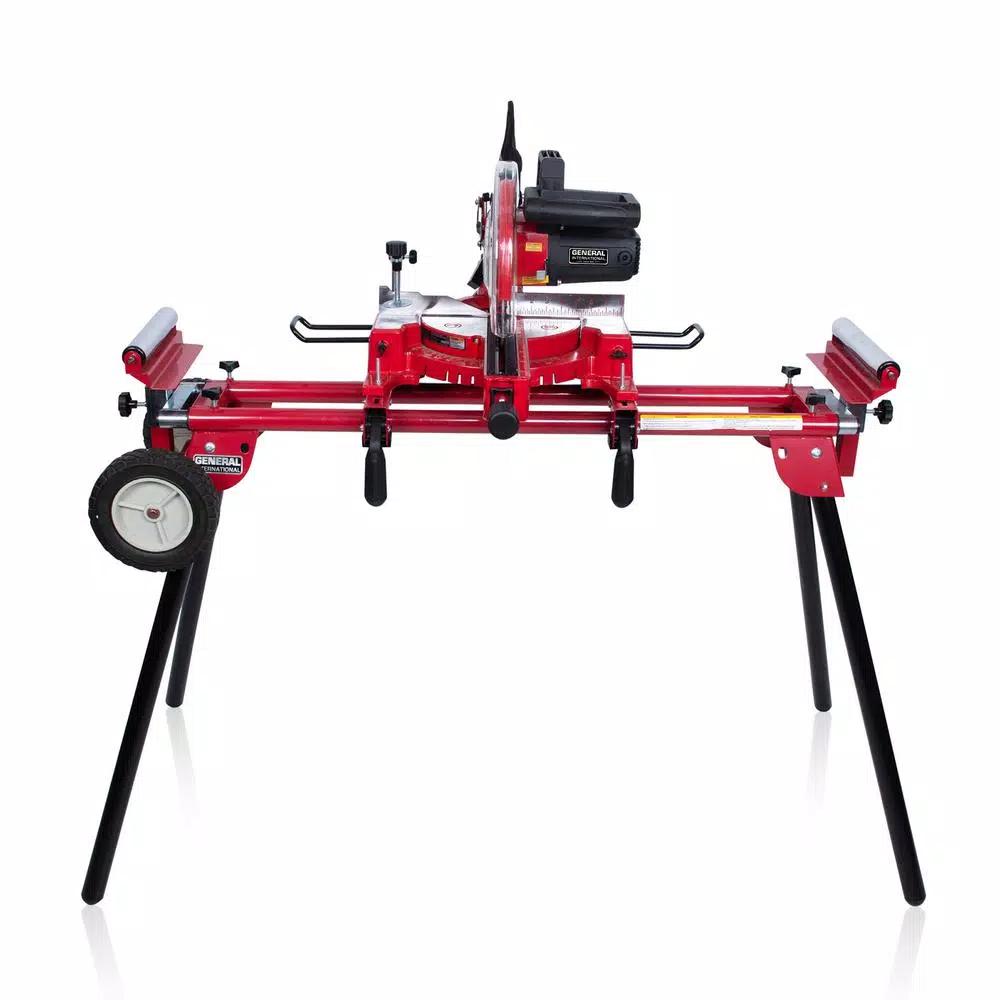General International 10 in. 15 Amp Sliding Compound Miter Saw with Heavy-Duty Miter Saw Stand Bundle
