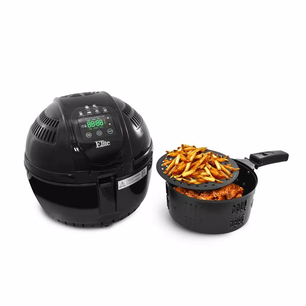 Elite Platinum 3.5 Qt. Digital Air Fryer, 6 Quick Menu Functions, Black