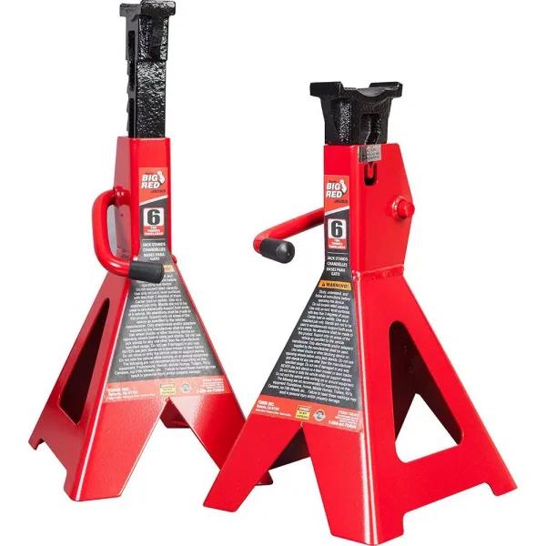 Big Red 6-Ton Heavy Duty Steel Jack Stands, 2-Pack, Ratcheting Adjustable Stands