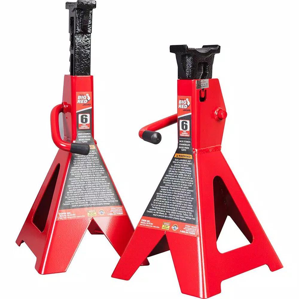 Big Red 6-Ton Heavy Duty Steel Jack Stands, 2-Pack, Ratcheting Adjustable Stands