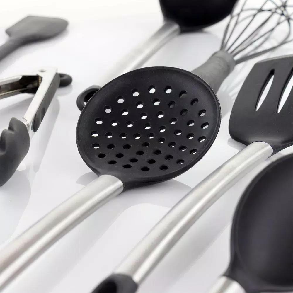 MegaChef 14-Piece Gray Silicone and Stainless Steel Kitchen Utensil Set