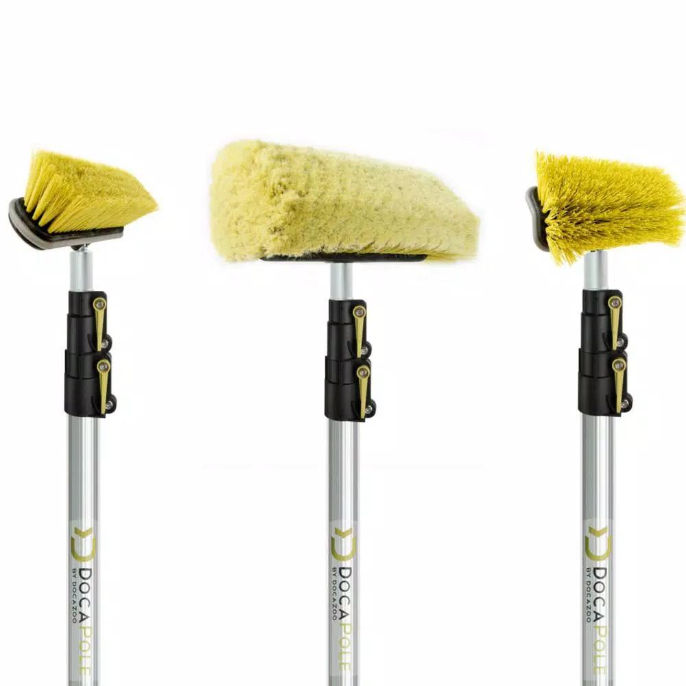 DocaPole Ultimate 3-Brush Kit with 12 ft. Extension Pole - Soft, Medium, and Hard Bristle Scrub Brushes