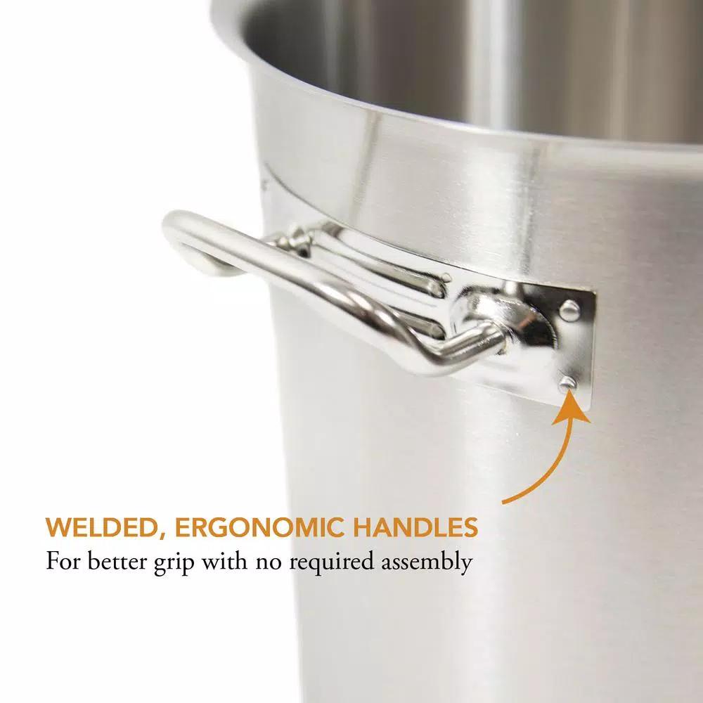 Gas One 40 Qt. Stainless Steel Stock Pot Set with Lid and Steamer Rack