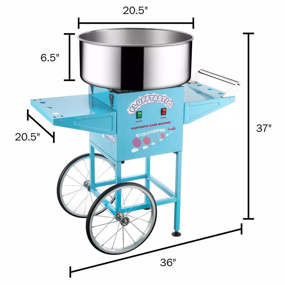 Great Northern Popcorn Flufftastic Cotton Candy Machine and Cart - 1000W, Blue