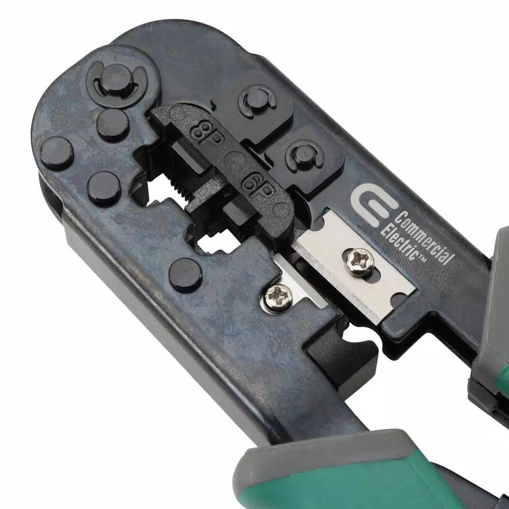 Commercial Electric Ratchet Modular Plug Crimper and Impact Punch Down Tool Set