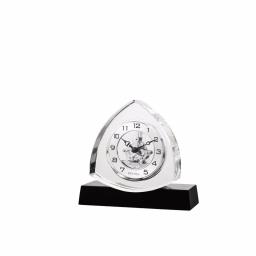 Bulova Trident K-9 Crystal Table Clock with Ebony Gloss Hardwood Base and Polished Chrome Skeleton Movement thumbnail 1