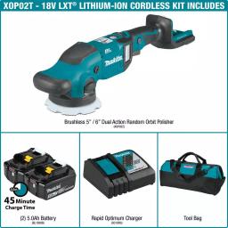 Makita 18V LXT Brushless Cordless 5 in./6 in. Dual Action Random Orbit Polisher Kit (5.0 Ah) thumbnail 8