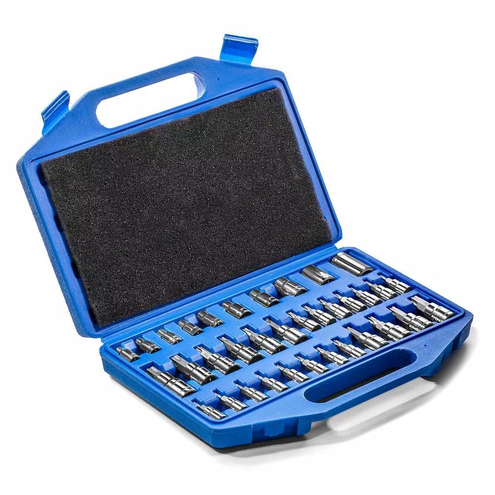 XtremepowerUS 35-Piece Torx Tamper Proof and External Star Socket Bit Set, S2 Steel & CR-V