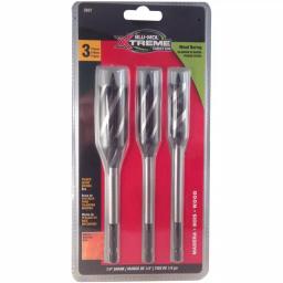 BLU-MOL Xtreme Power 3-Piece Wood Boring Bit Set, High Speed Steel Twist Bits thumbnail 2