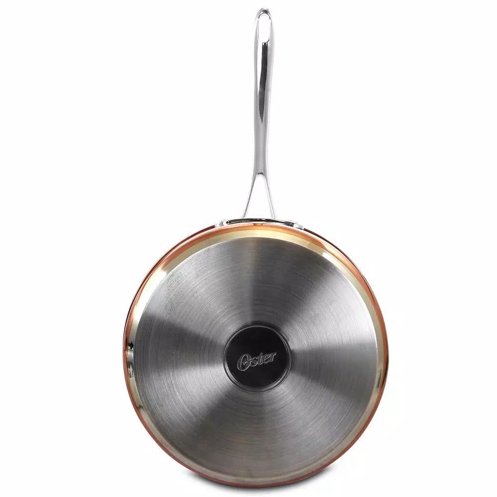 Oster Carabello 3.5 Qt. Stainless Steel Nonstick Saute Pan with Glass Lid, Copper