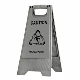 Alpine Industries 24 in. Gray Bilingual Wet Floor Sign, Two-Sided A-Frame Safety Sign thumbnail 1
