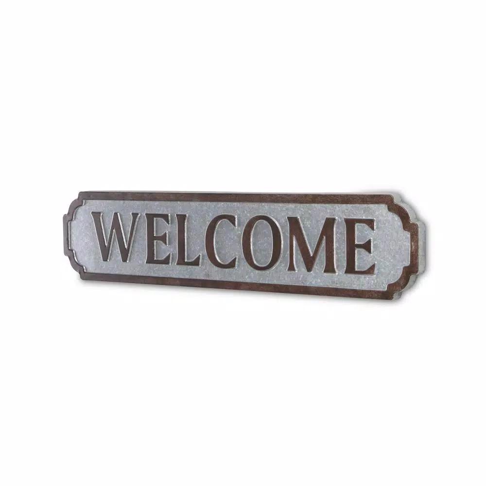 Cheungs Welcome Horizontal Galvanized Steel Wall Sign - Rustic Farmhouse Decor