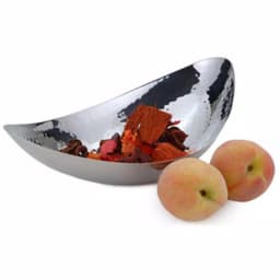 Heim Concept HEIM 15.5 in. Hammered Stainless Steel Oval Serving Bowl, Silver thumbnail 1
