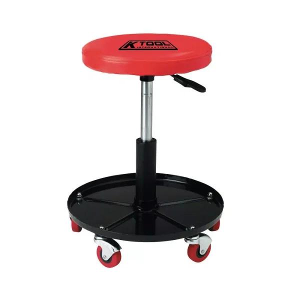 K Tool International Adjustable Mechanic's Creeper Seat with Steel Base and 5 Oil-Resistant Casters