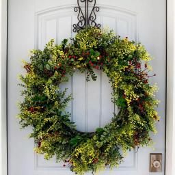 Village Lighting Company 30 in. Pre-Lit LED Boxwood and Berry Christmas Wreath with Remote and Timer thumbnail 3