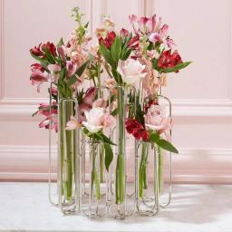 Two's Company Lavoisier Gold Stainless Steel and Glass Hinged Flower Vases, Set of 10 thumbnail 4