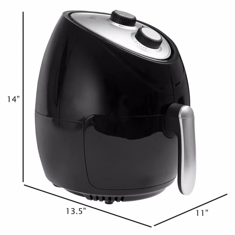 Classic Cuisine 3.7 Qt. Oil-Free Air Fryer, 1500W, Black