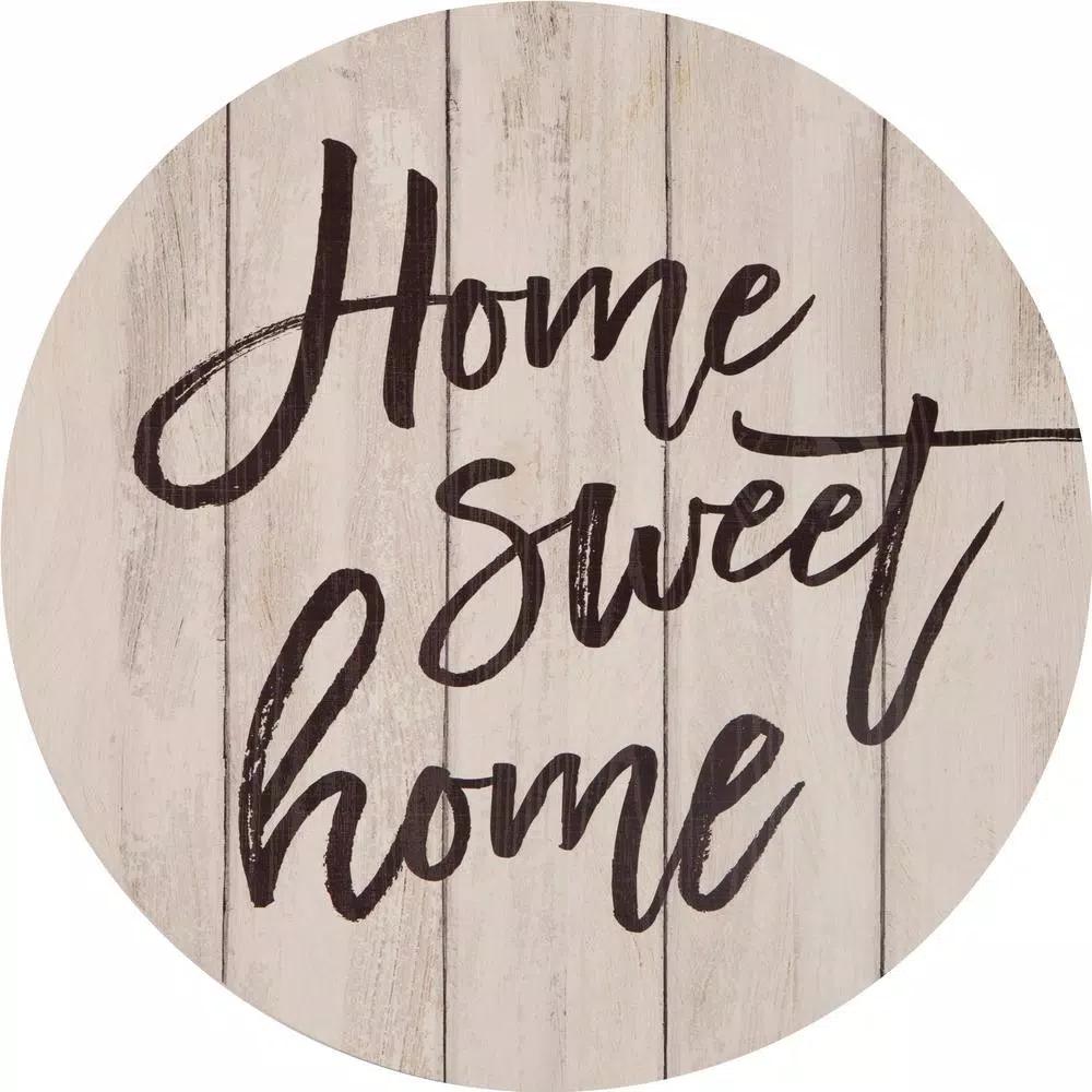 P Graham Dunn Home Sweet Home Oversized Washed White Wood Wall Decor - Rustic Circular Barrel Lid Style Sign