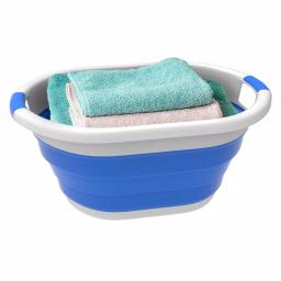 Lavish Home Blue Collapsible Multi-Use Laundry Basket with Comfort Grip Handles thumbnail 2