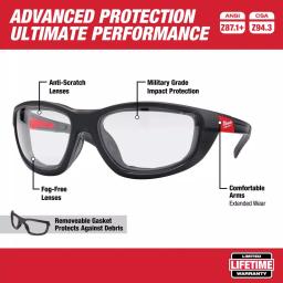 Milwaukee Performance Safety Glasses with Clear Fog-Free Lenses and Gasket, 6-Pack thumbnail 2