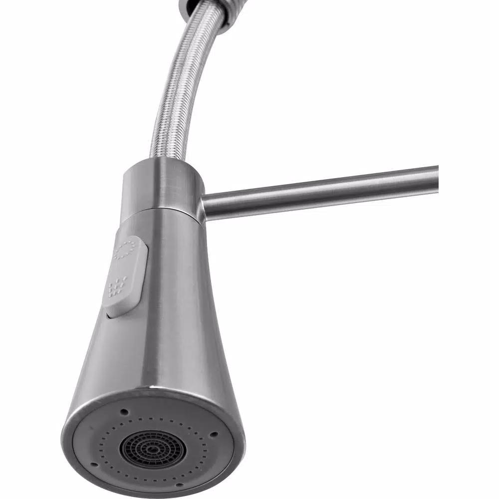 ANZZI Carriage Single Handle Kitchen Faucet, Brushed Nickel, Modern Deck Mount