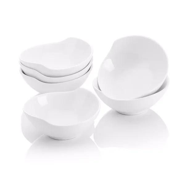 MALACASA 4.3 in. White Ceramic Ramekins Set of 6, Porcelain Serving Bowls for Creme Brulee and Souffle