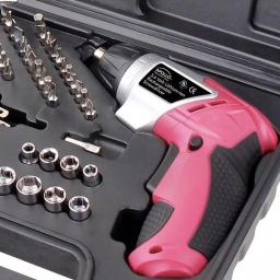 Apollo Tools 3.6V Lithium-Ion Cordless Electric Screwdriver with 45-Piece Accessory Set, Pink thumbnail 2