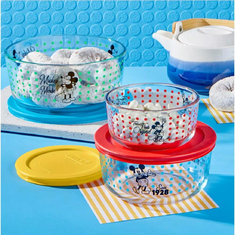 Pyrex Disney Mickey Mouse The True Original 6-Piece Glass Food Storage Container Set with Lids