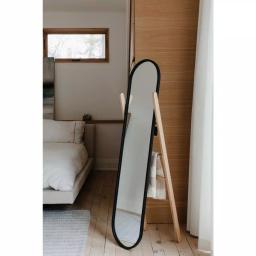 Umbra Modern Black Leaning Floor Mirror with Solid Wood Easel Storage Rack thumbnail 6