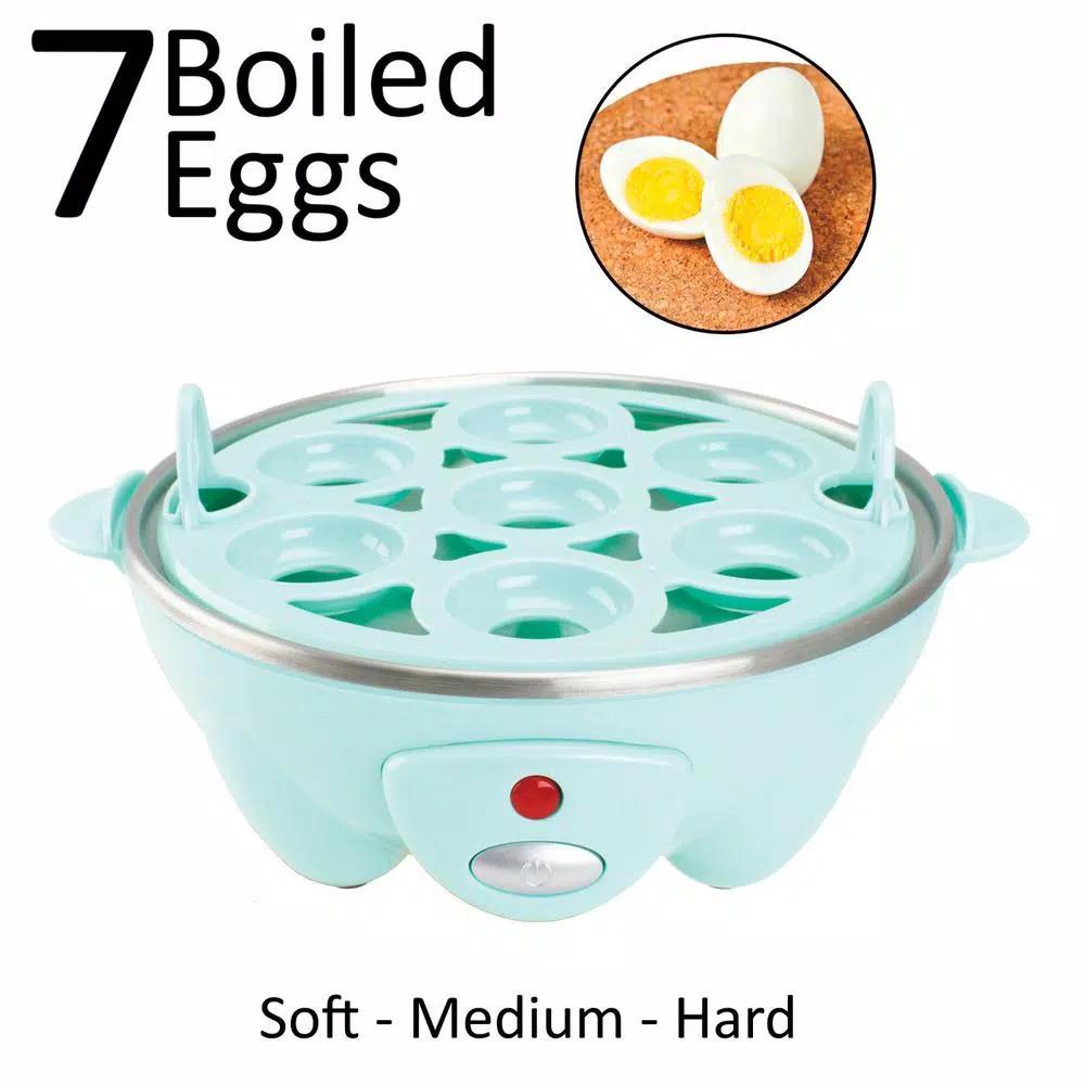 Brentwood 7-Egg Blue Electric Egg Cooker with Auto Shutoff, Poaching Tray & Omelet Maker