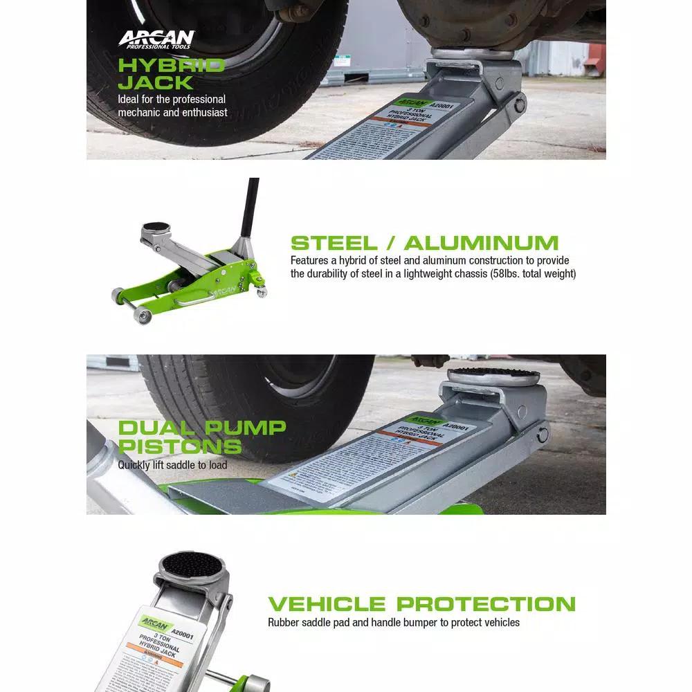 Arcan HJ3000A 3-Ton Hybrid Floor Jack, Aluminum and Steel Construction