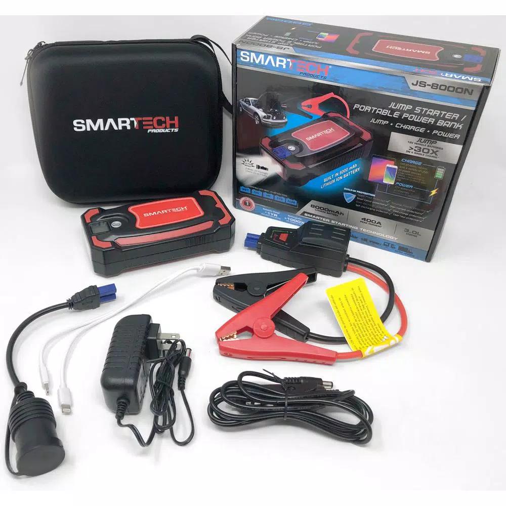 Smartech Products JS-8000N 8000 mAh Lithium Vehicle Jump Starter and Portable Power Bank