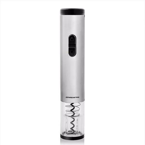 Ovente Electric Wine Bottle Opener with Foil Cutter and LED Light, Stainless Steel, Silver