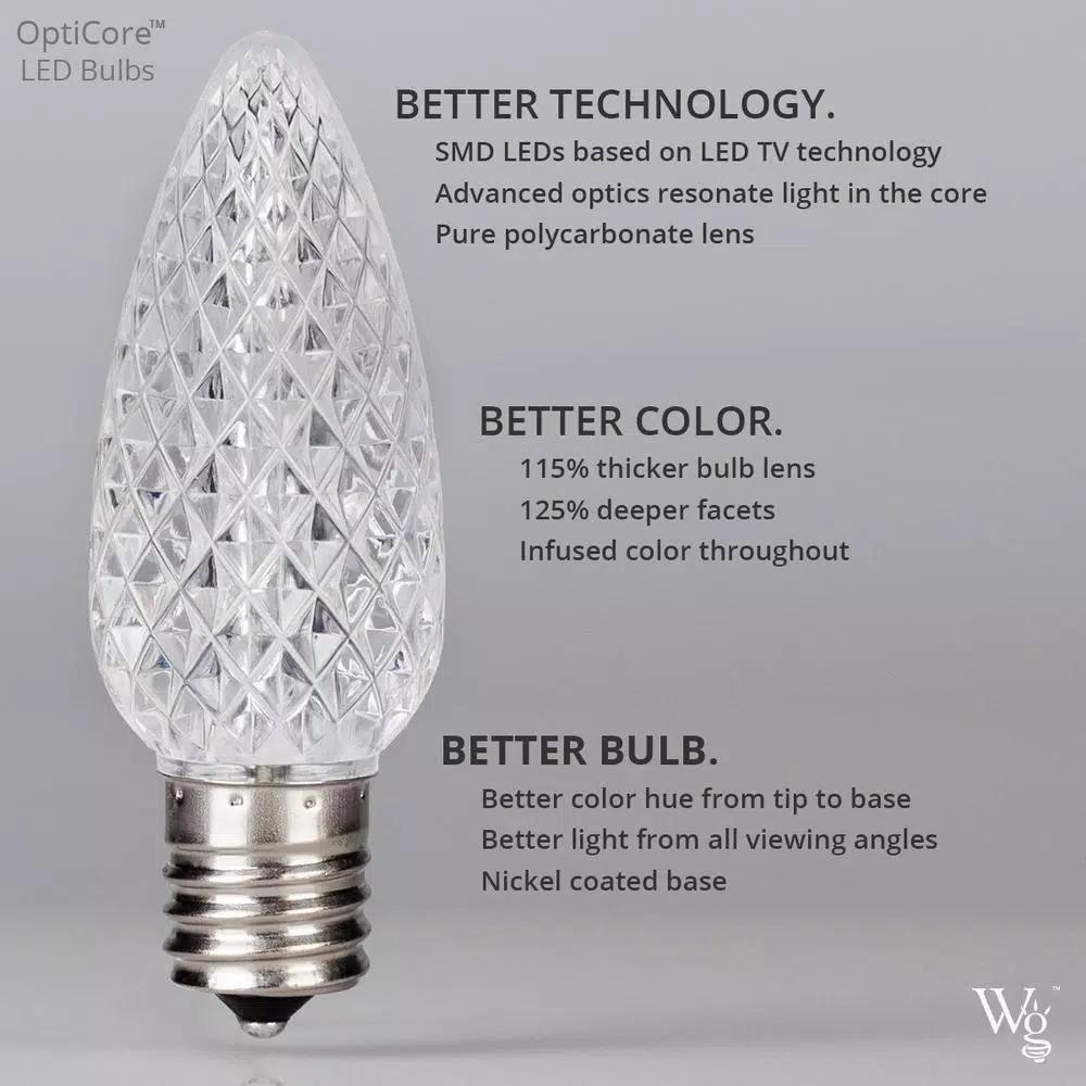 Wintergreen Lighting OptiCore C7 LED Orange Smooth Opaque Replacement Light Bulbs, E12 Candelabra Base, 25-Pack