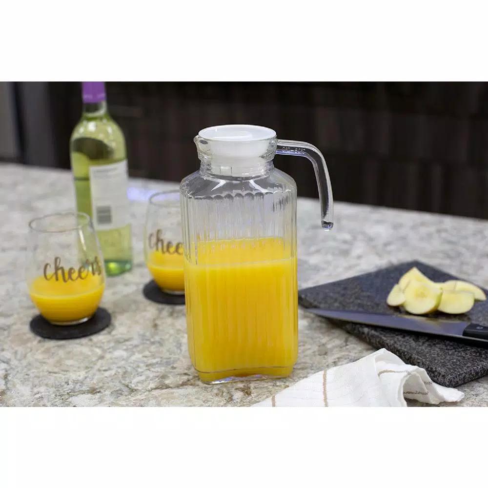 Unbranded Embellished 60.8 fl. oz. Clear Plastic Pitcher with No-Mess Pour Spout and Ergonomic Grip Handle
