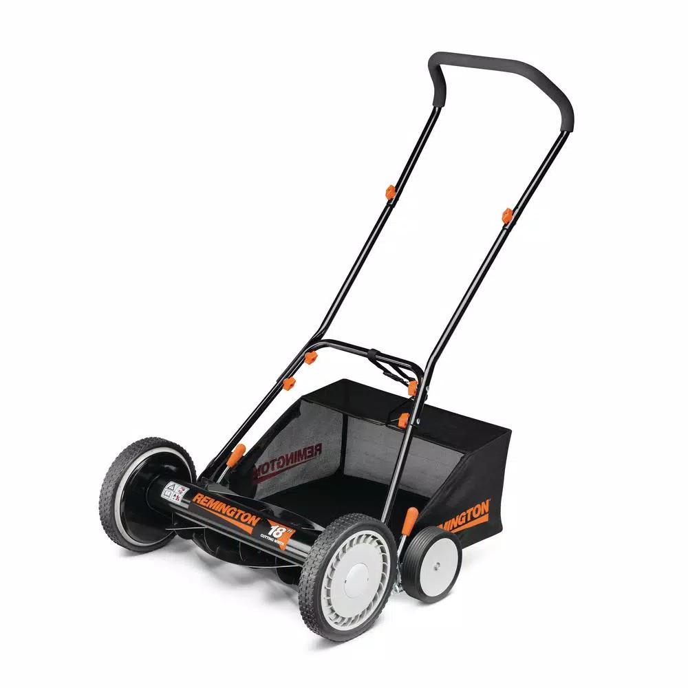 Remington 18 in. Manual Walk Behind Reel Lawn Mower with Bagger and 9-Position Height Adjustment