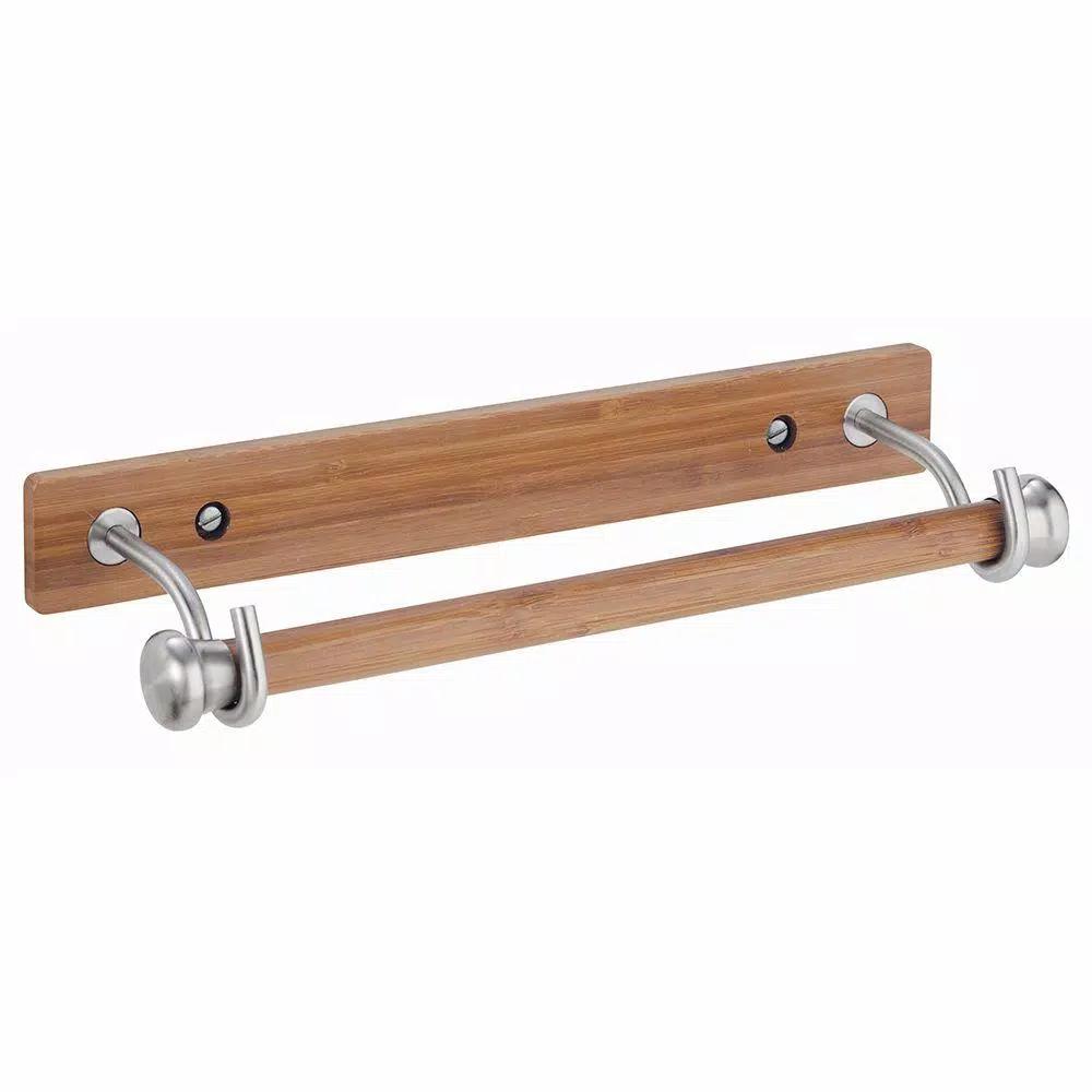 interDesign Formbu Bamboo Wall Mount Paper Towel Holder with Brushed Stainless Steel Accents