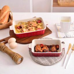 MALACASA 2-Piece Red Porcelain Rectangle Bakeware Set, 12 in. and 13 in. Ceramic Baking Dishes thumbnail 6