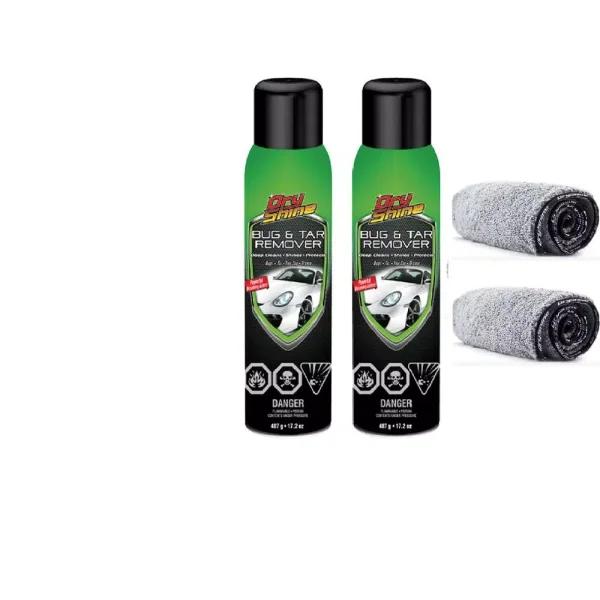 Dry Shine Bug and Tar Remover 17.2 oz. Waterless Car Wash Detailer with 2-Pack Microfiber Towels