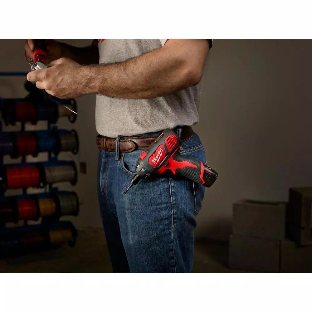 Milwaukee M12 12V Lithium-Ion Cordless 1/4 in. Hex Screwdriver Kit with 62-Piece SHOCKWAVE Bit Set