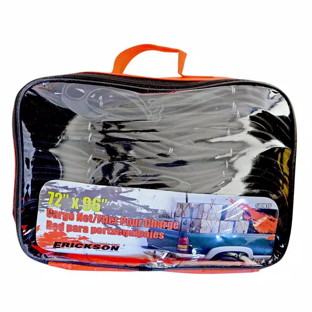 Erickson 72 in. x 96 in. Pickup Truck Cargo Net with 32 Hooks and Storage Bag