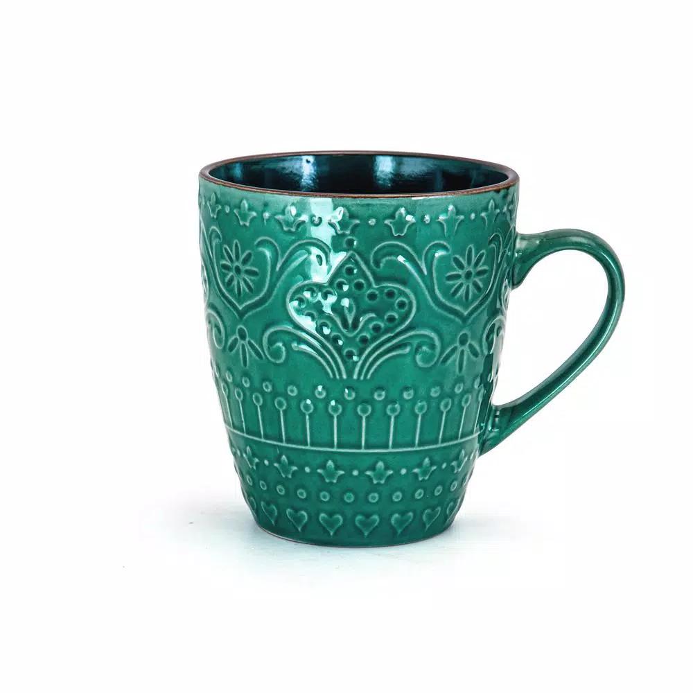 Elama 16-Piece Sea Green Stoneware Dinnerware Set, Service for 4