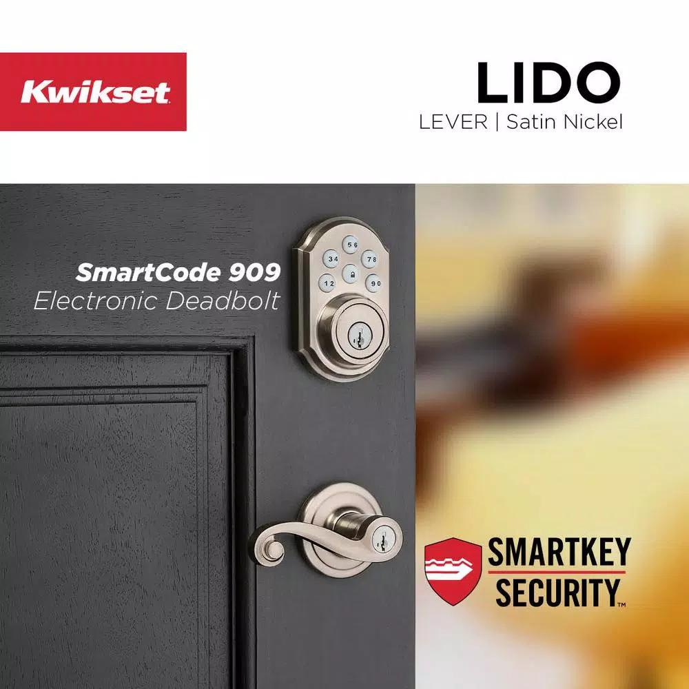 Kwikset Lido Satin Nickel Exterior Entry Door Lever with SmartKey Security