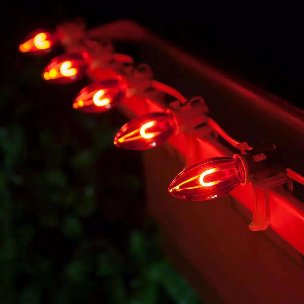 Wintergreen Lighting FlexFilament C9 Red LED Vintage Edison Shatterproof Christmas Light Bulbs (5-Pack)
