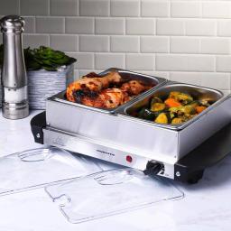 Ovente 2.1 qt. Electric Buffet Server, Stainless Steel Chafing Dish with 2 x 1L Warming Pans and Lids thumbnail 6