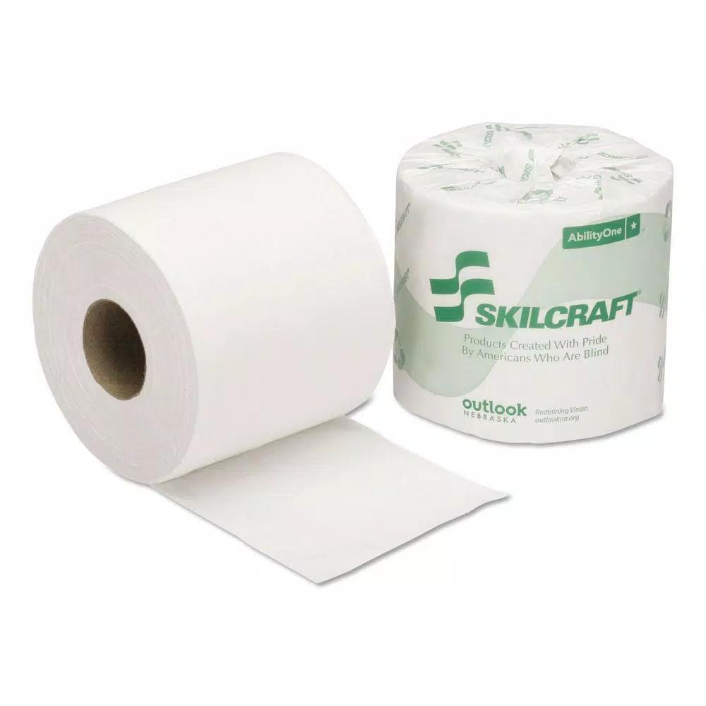 SKILCRAFT PCF 1-Ply Individual Toilet Tissue Rolls, 1000 Sheets per Roll, 96 Rolls per Carton