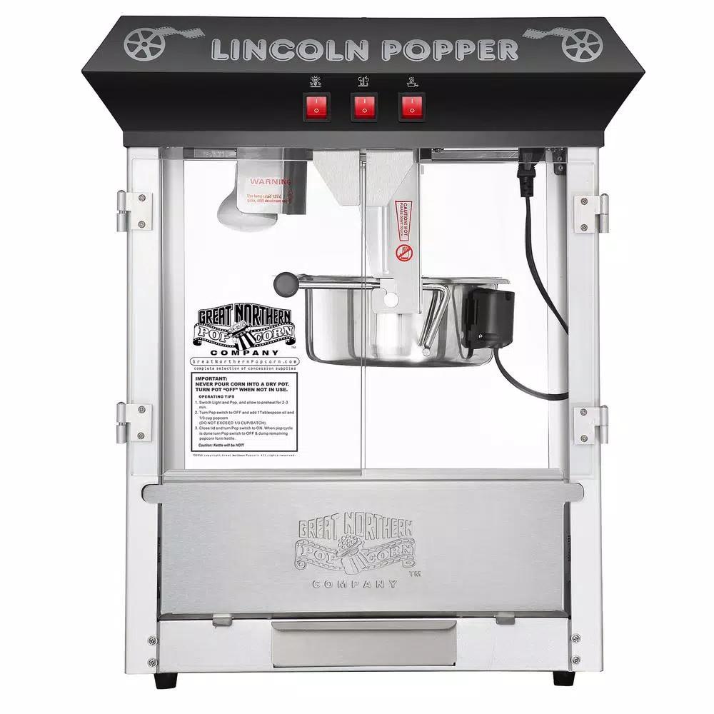 Great Northern Popcorn Lincoln Countertop Popcorn Machine, 8oz Kettle, Black