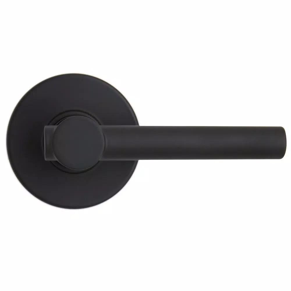 Defiant Highland Matte Black Passage Door Lever with Round Rose
