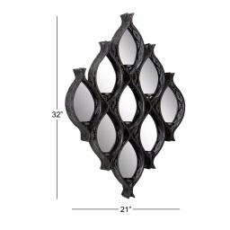 LITTON LANE Eclectic Large Black Diamond Mesh Metal Wall Sconce with Mirror Inlays thumbnail 4